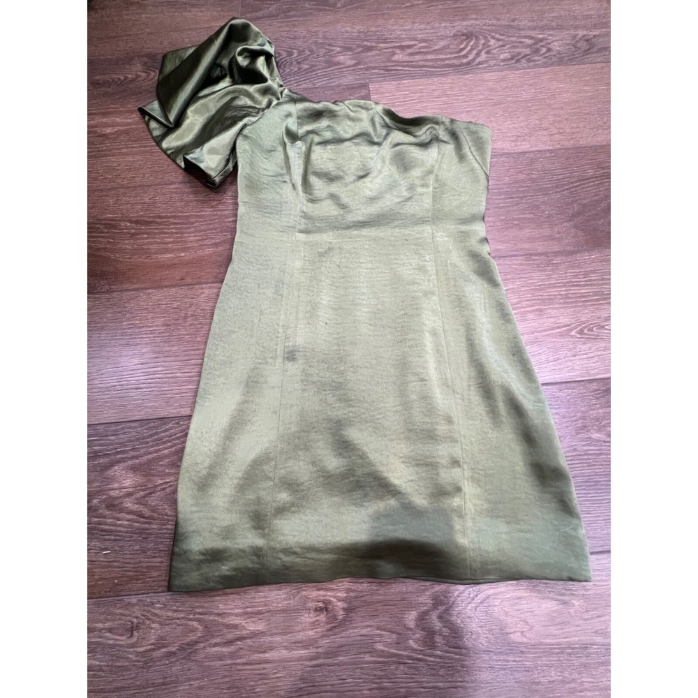 Free People x Fame & Partners Ruffle One Shoulder Cara Mini Dress Green Sz 4 - Picture 3 of 16